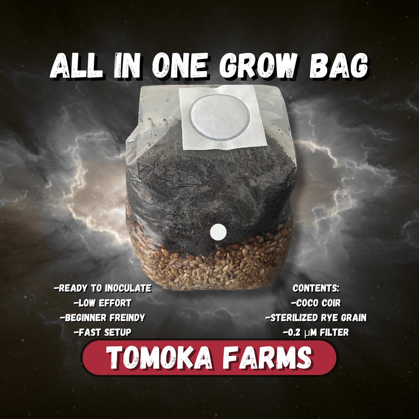 All-in-One Mushroom Grow Bag | 2.5 lb | Tomoka Farms